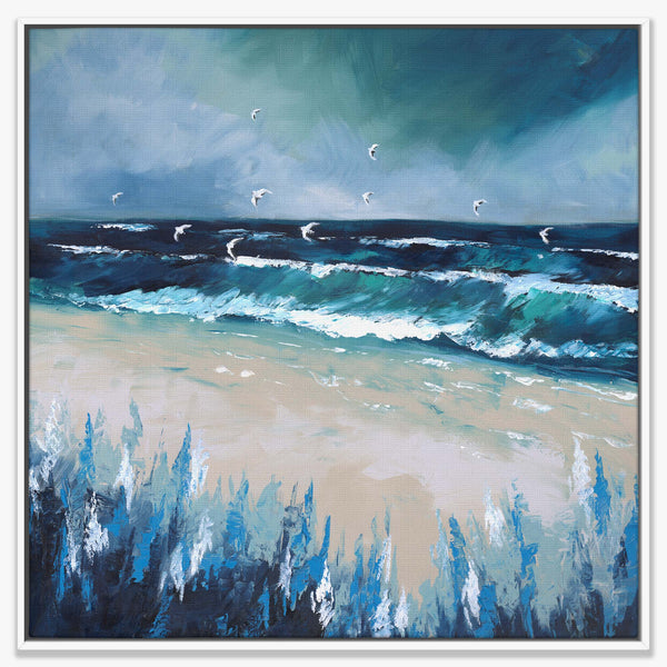 Breaking Waves Large Framed Canvas - Whistlefish