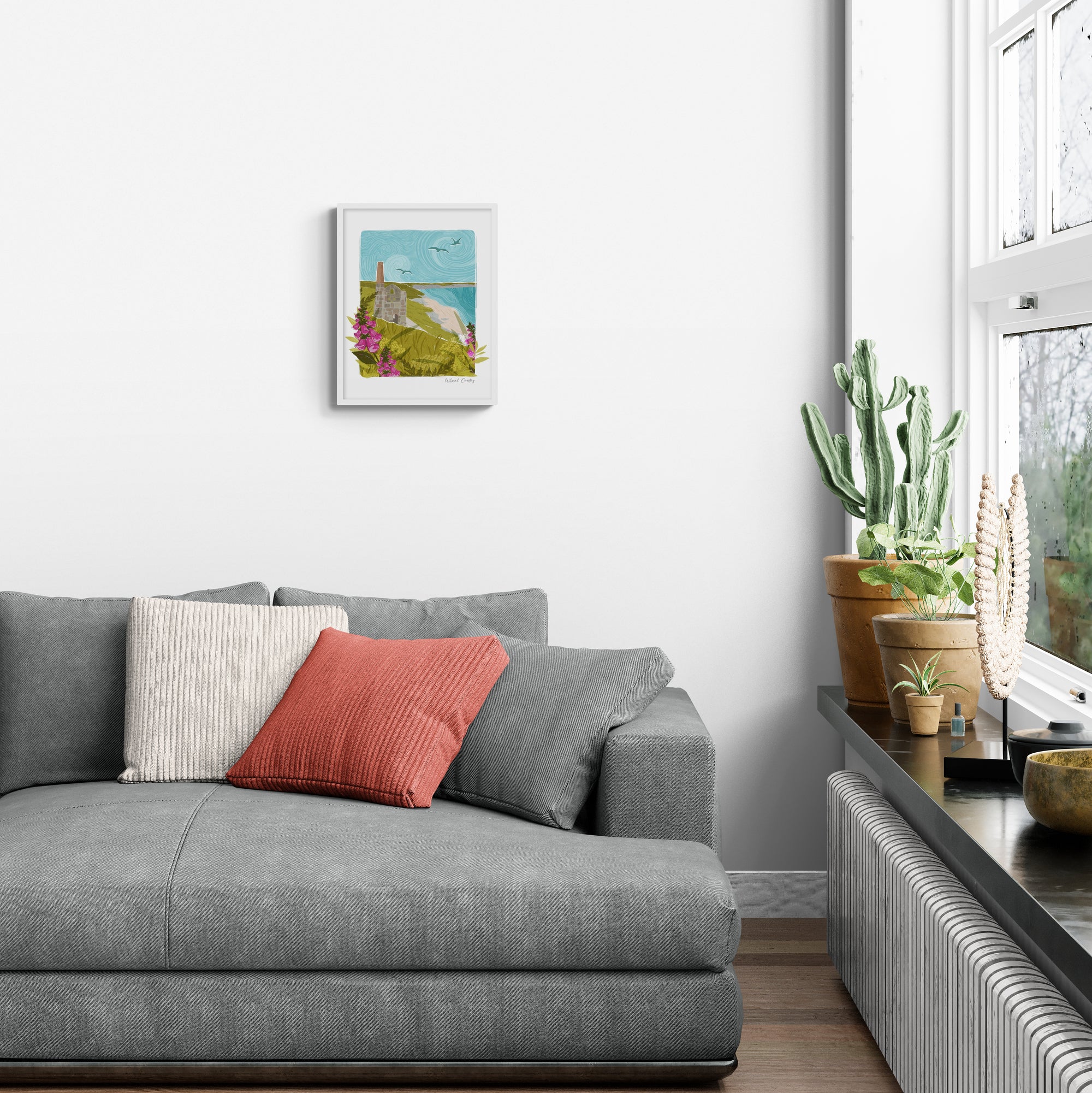 Wheal Coates Lino Framed Print - Whistlefish