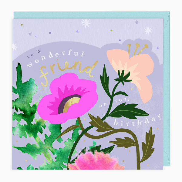 Luxury Card-LN160 - Bright Summer Floral Birthday Card-Whistlefish