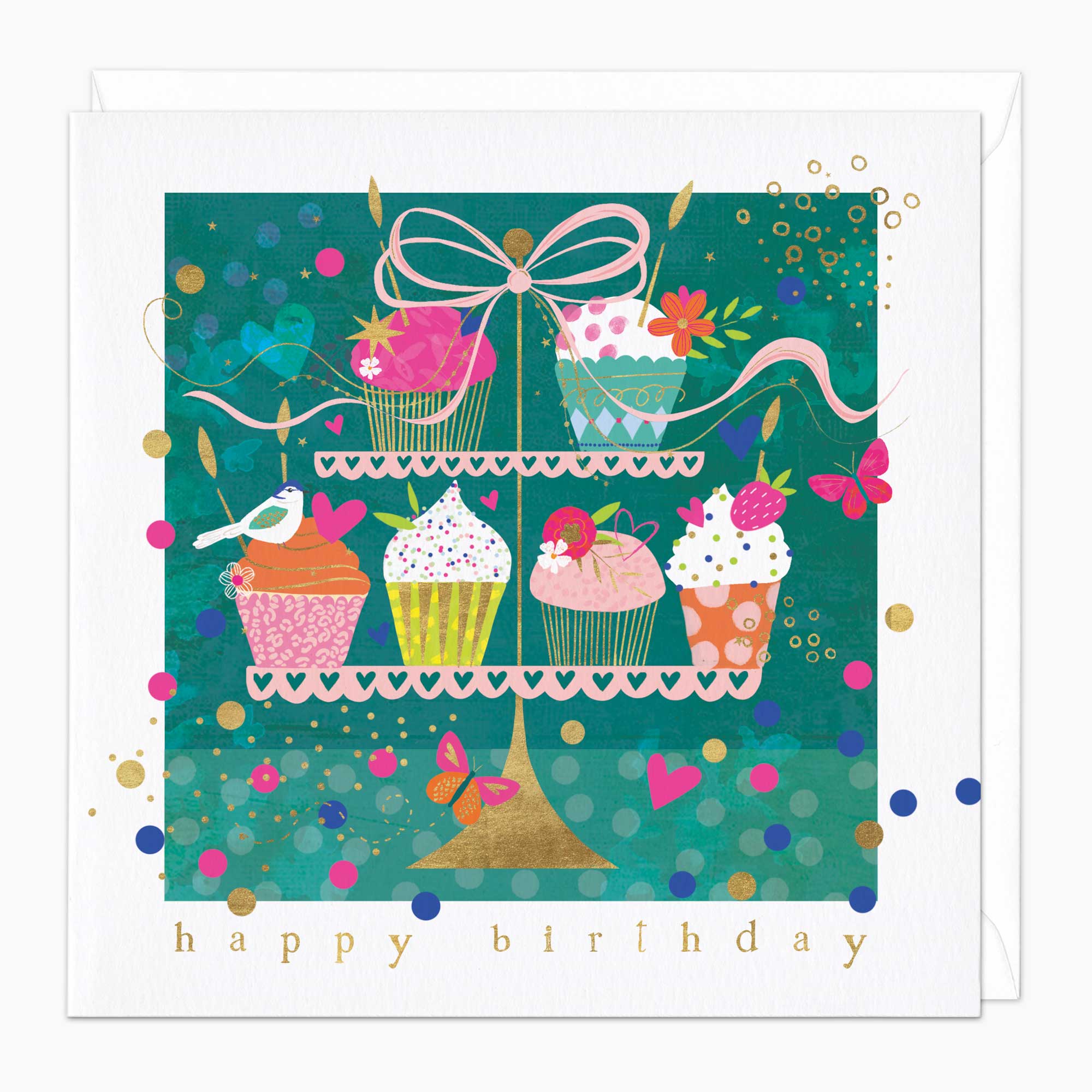 Greeting Card - F525 - Bright Teal Cake Birthday Card - Bright Teal Cake Birthday Card - Whistlefish