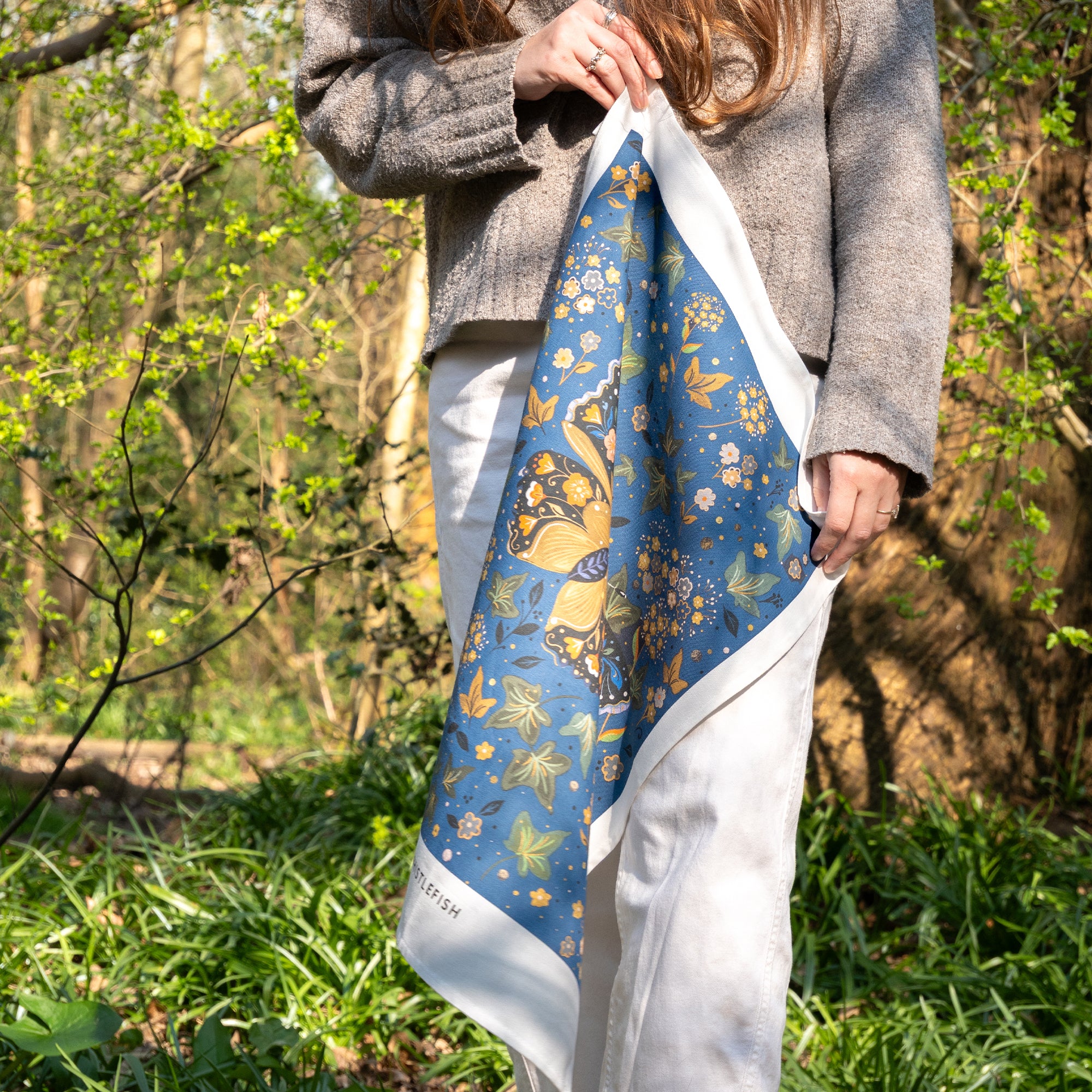 Tea Towel-WTT304 - Butterfly & Ivy Tea Towel-Whistlefish