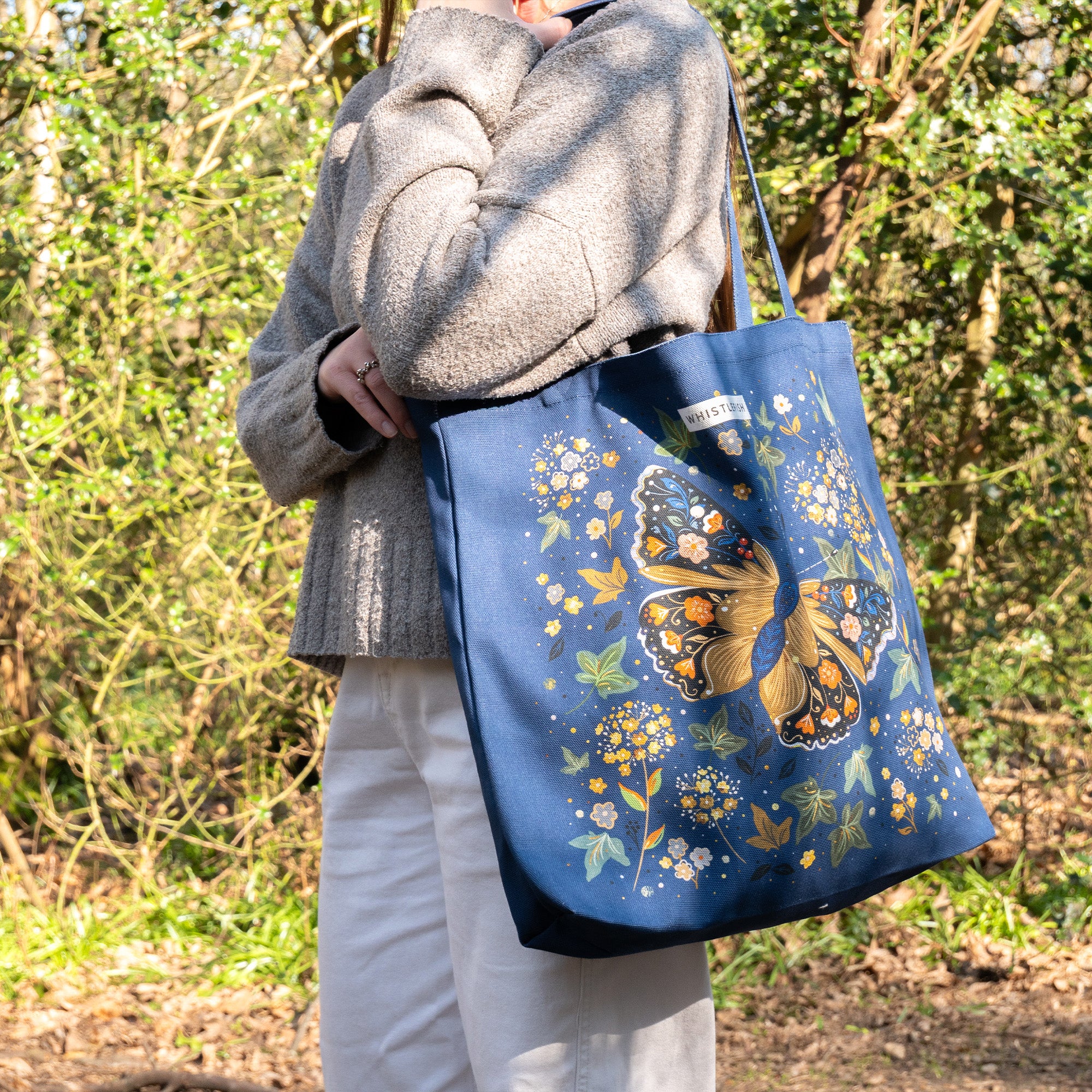 Tote Bag-WTB93 - Butterfly & Ivy Tote Bag-Whistlefish