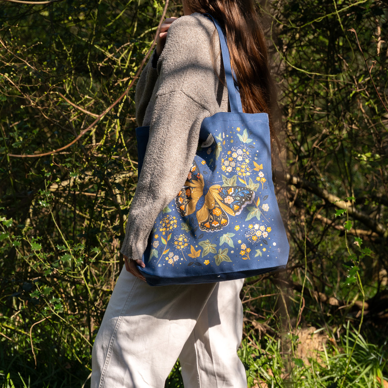 Tote Bag-WTB93 - Butterfly & Ivy Tote Bag-Whistlefish