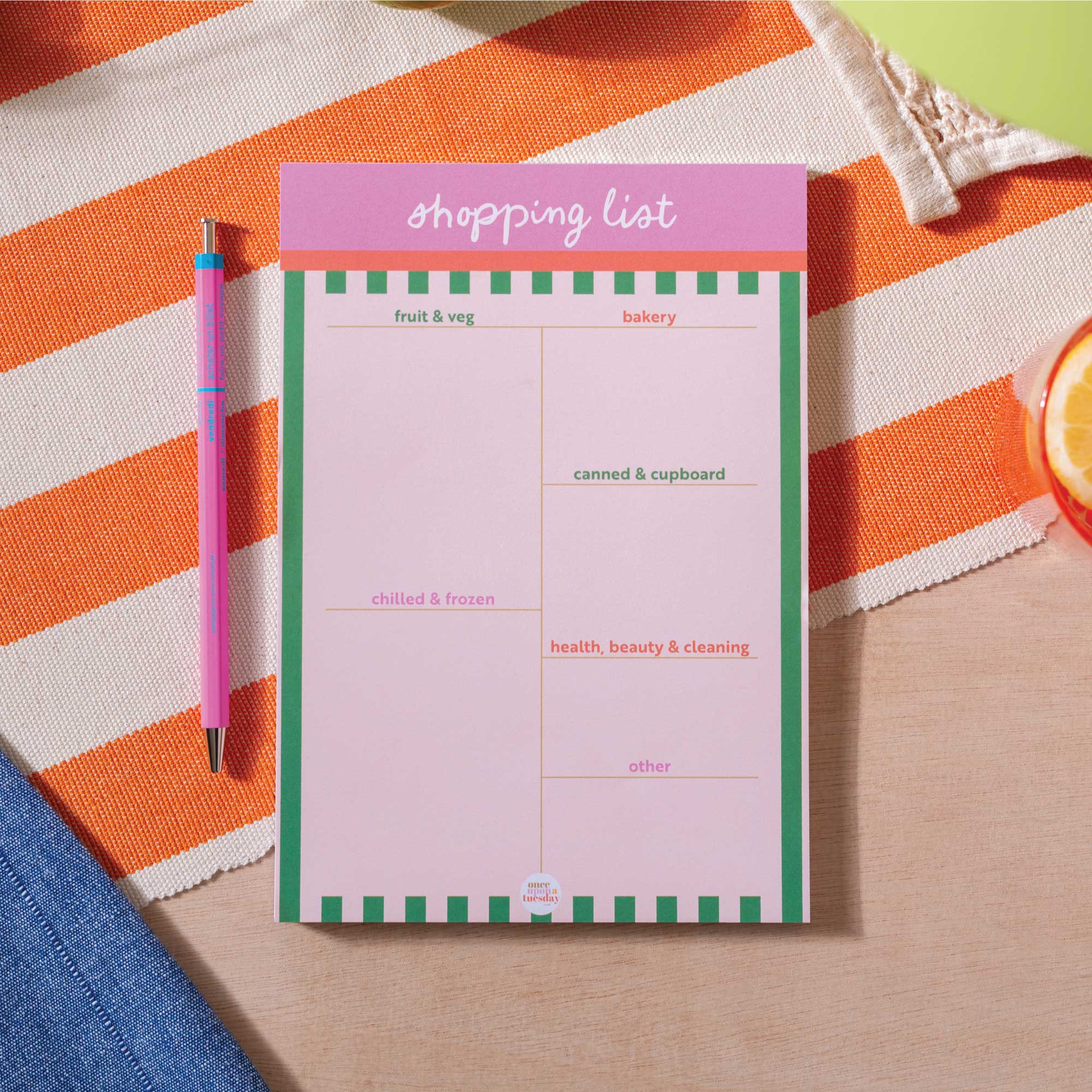 List Pad-TUE-PAD-SPL-CST-A5 - Cabana Stripe Shopping List-Whistlefish & Co