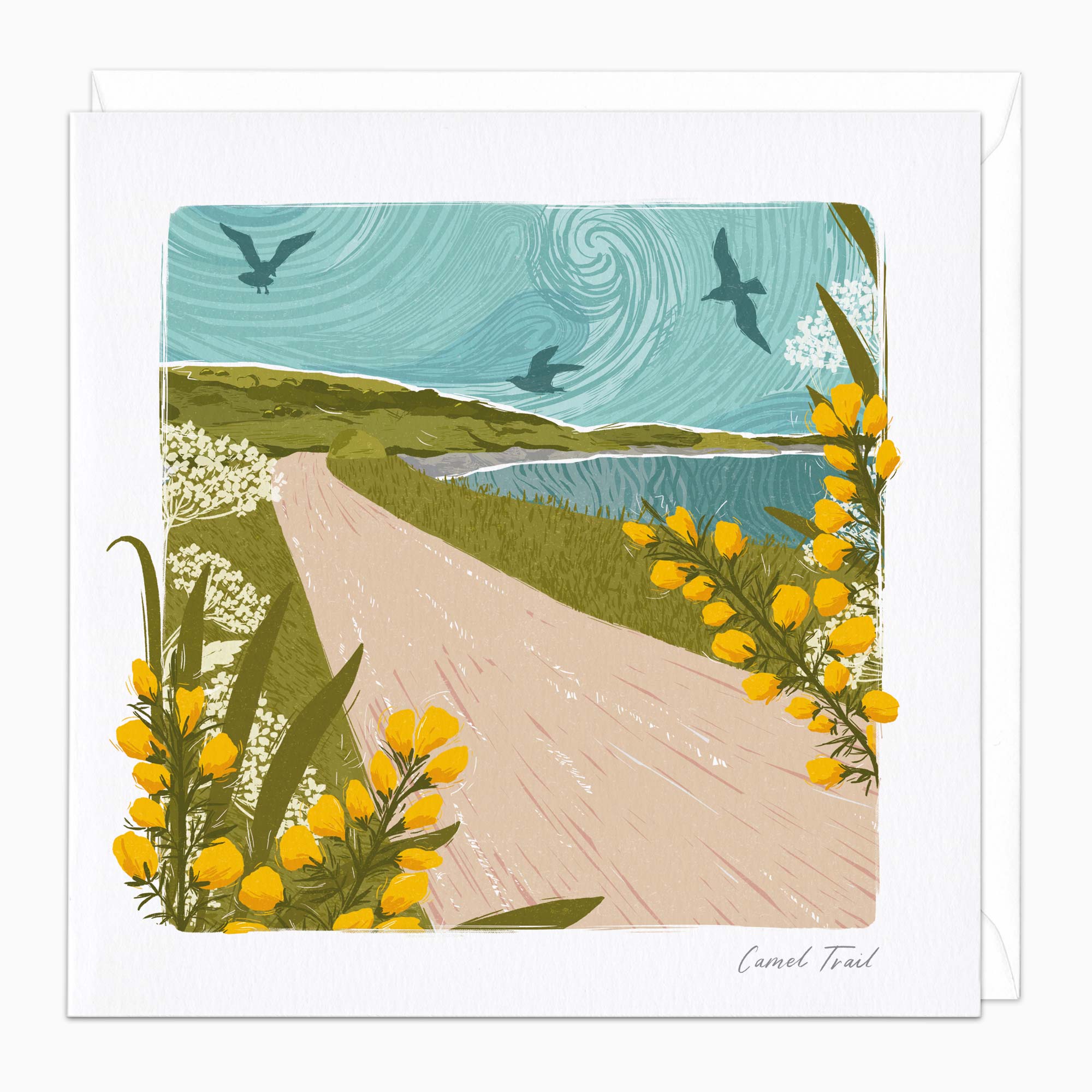 Greeting Card-G577 - Camel Trail Lino Art Card-Whistlefish
