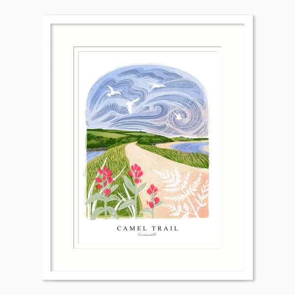Camel Trail Lino Large Framed Print - Whistlefish