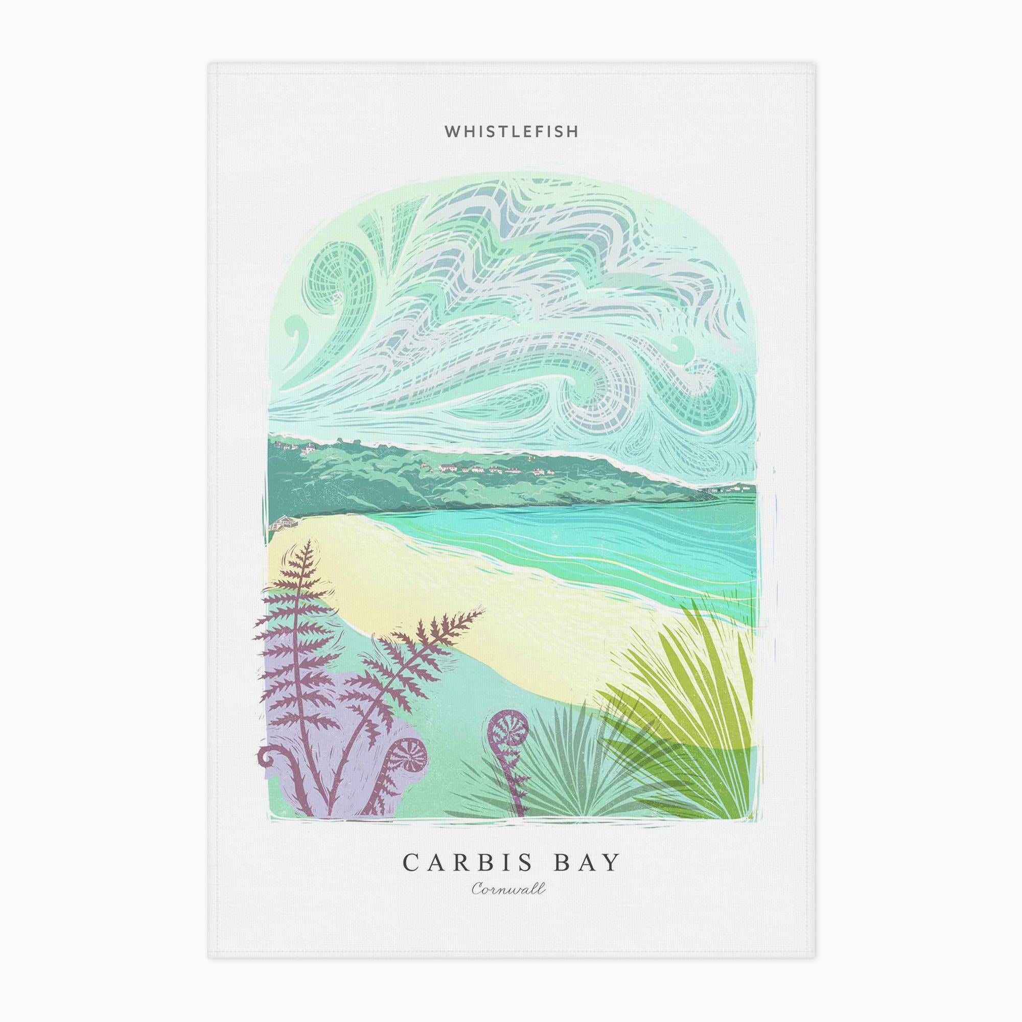 Tea Towel-WTT264 - Carbis Bay Arched Lino Tea Towel-Whistlefish