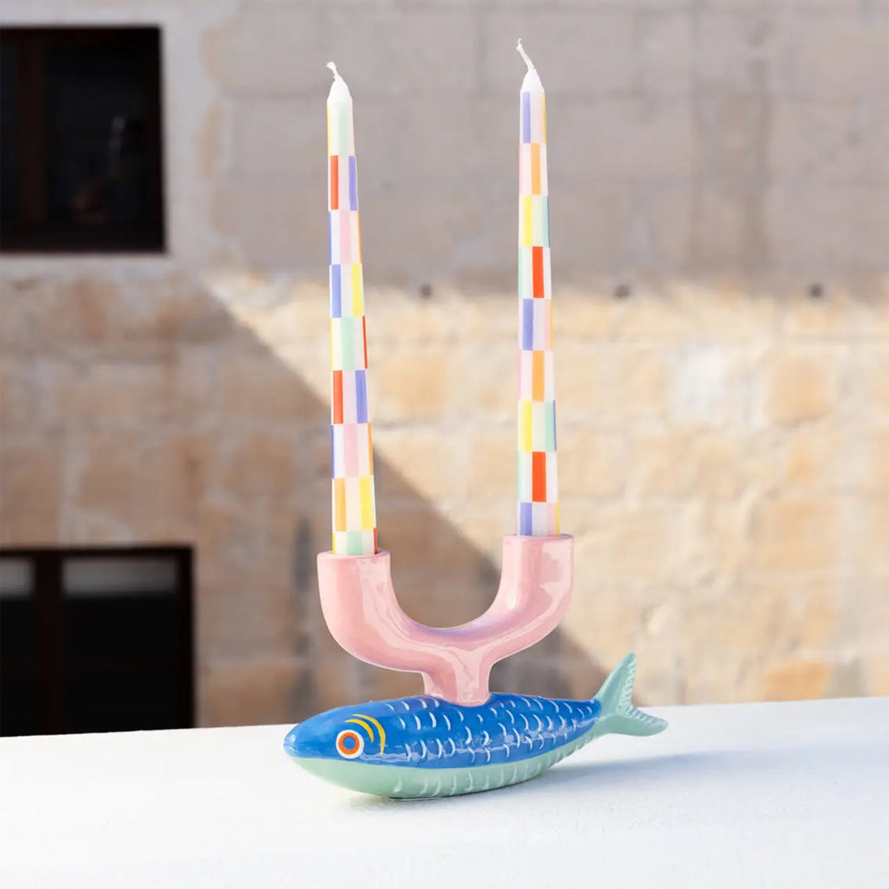 Candle Set-NDL-CHECK - Check Taper Dinner Candles 2 Pack-Talking Tables