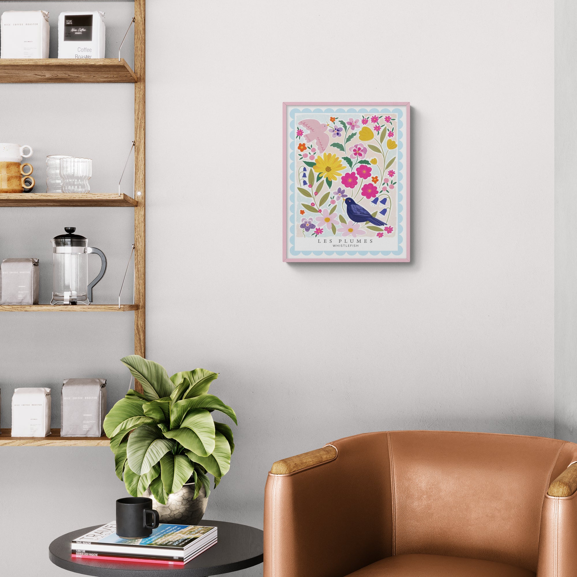 Les Rose Plumes Framed Print - Whistlefish