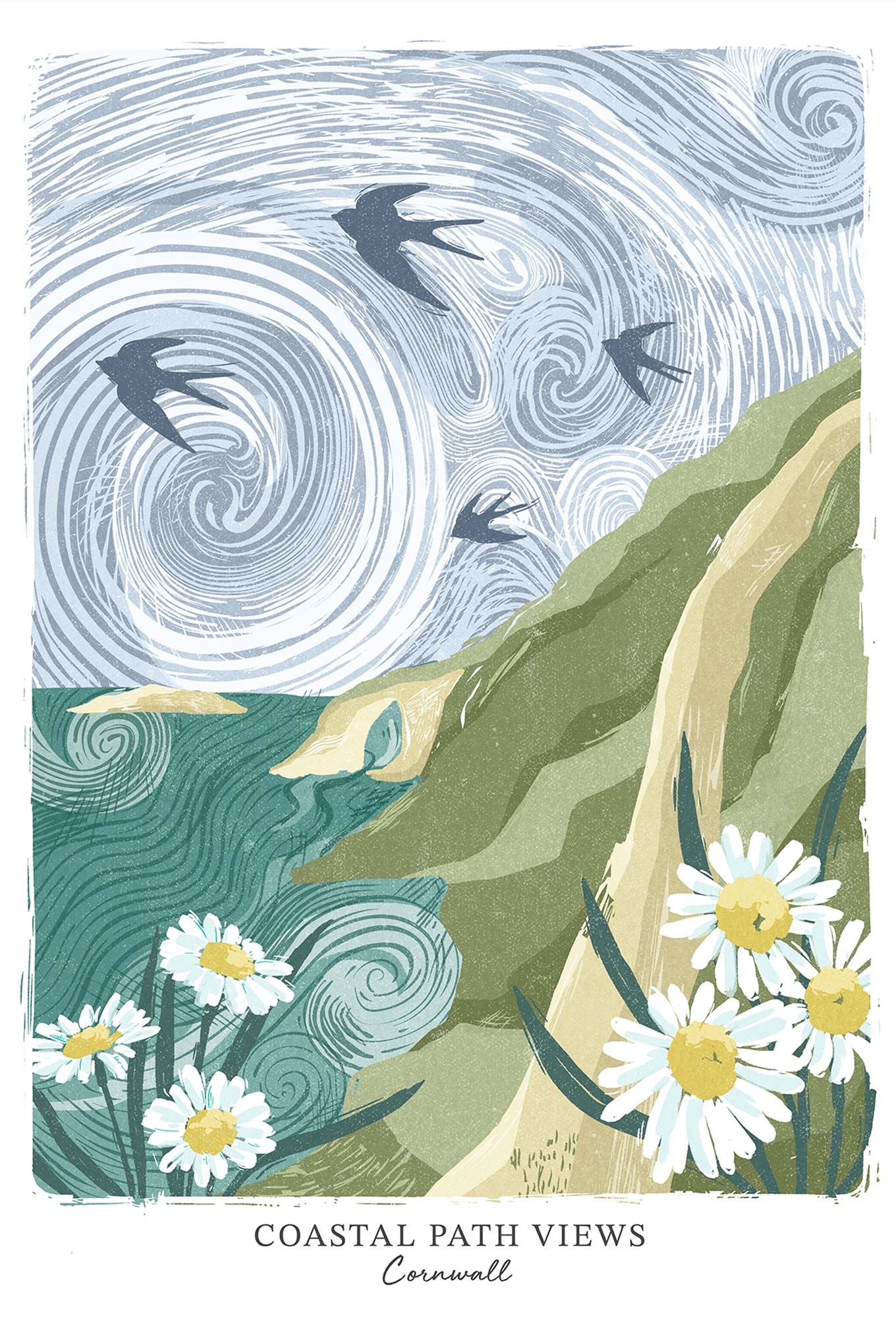 Print-WF1284SP - Coastal Path Dark Small Art Print-Whistlefish