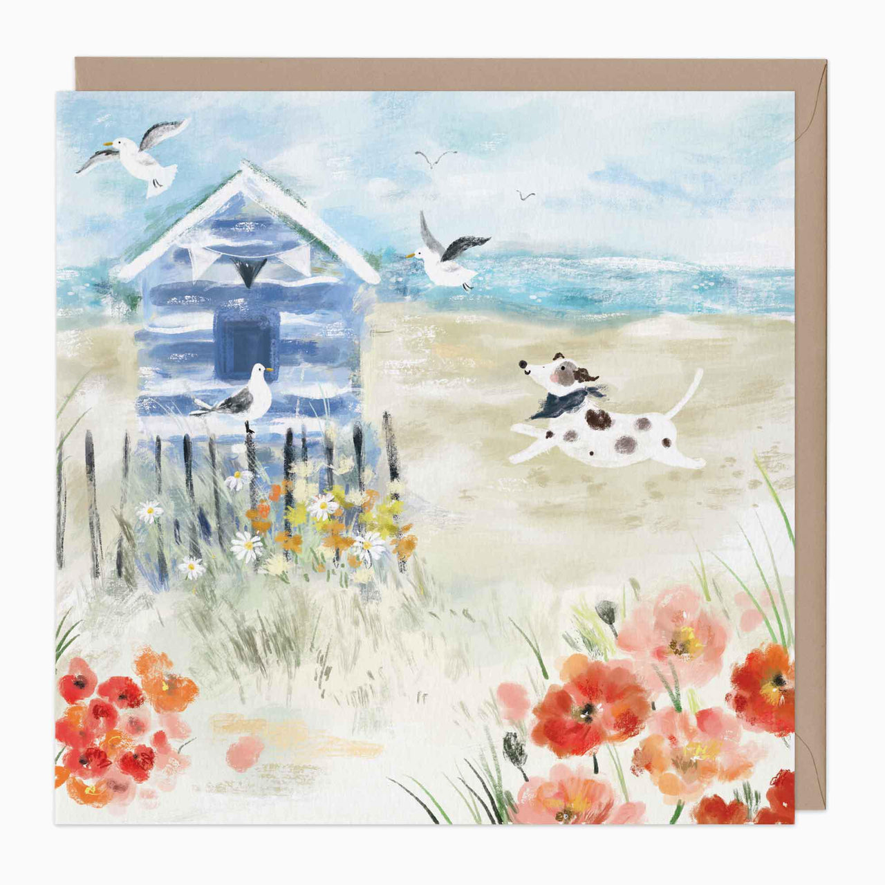 Greeting Card-G275 - Coastal Tale Beach Hut Art Card-Whistlefish