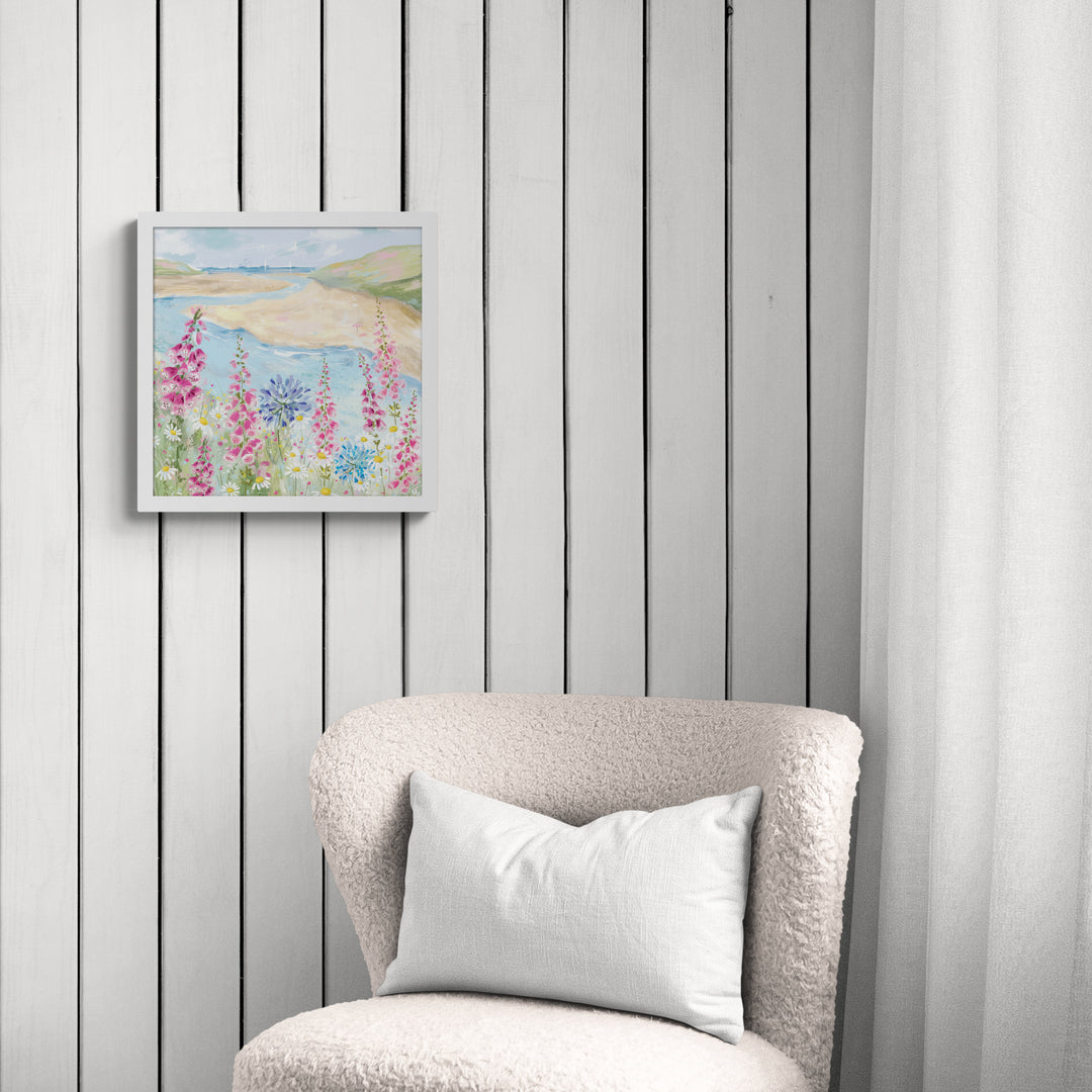 WF1301F - Foxgloves by the Beach Framed Print