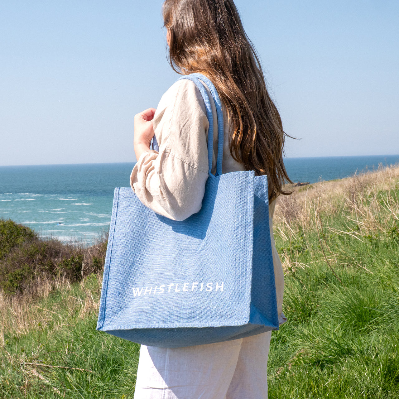 Large Jute Bag-JB204 - Cornflower Large Jute Bag-Whistlefish