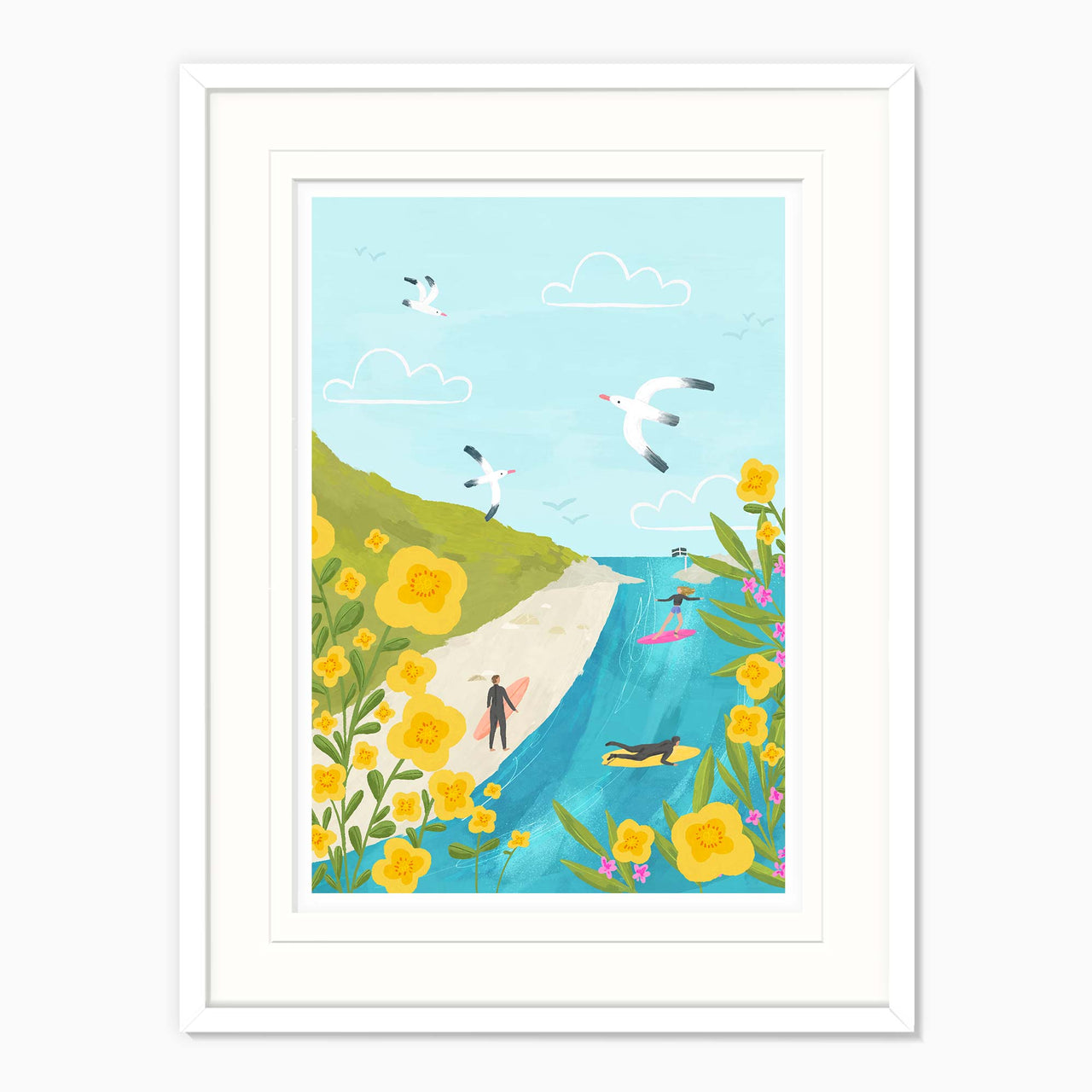 Framed Print-WF041285F - Cornish Coast Surf Large Framed Print-Whistlefish