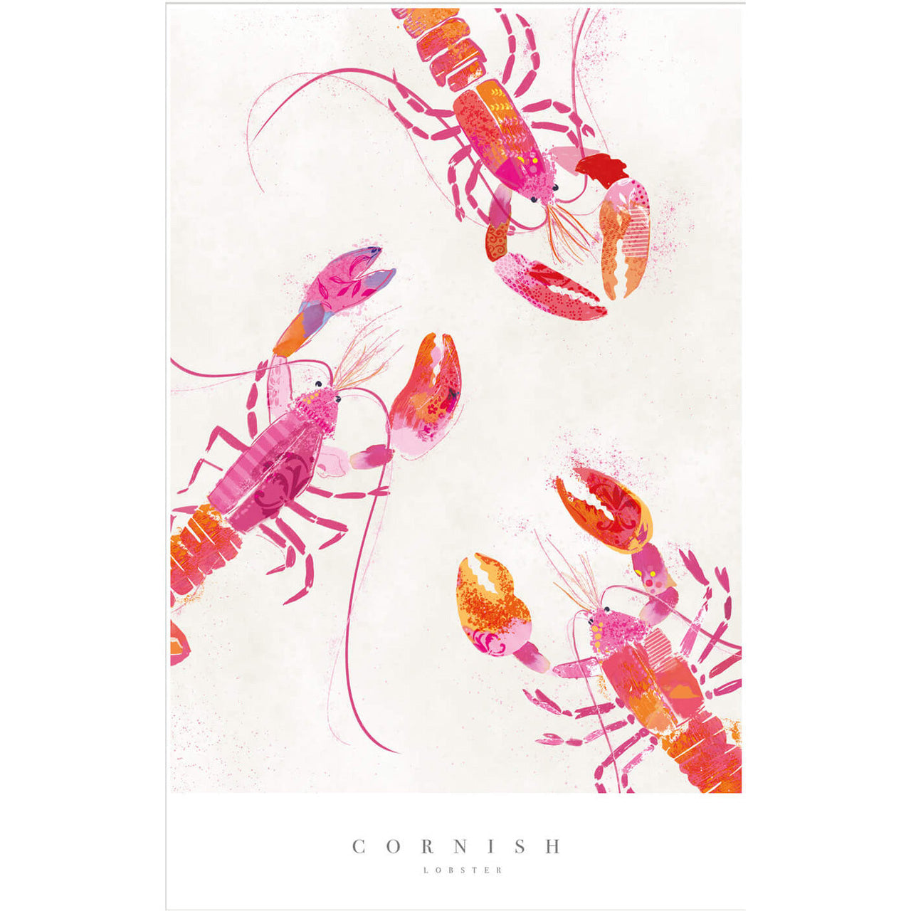 Print-WF707P - Cornish Lobsters Small Art Print-Whistlefish