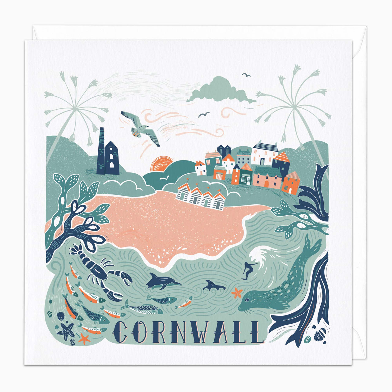 Greeting Card-E415 - Cornwall Lino Card-Whistlefish