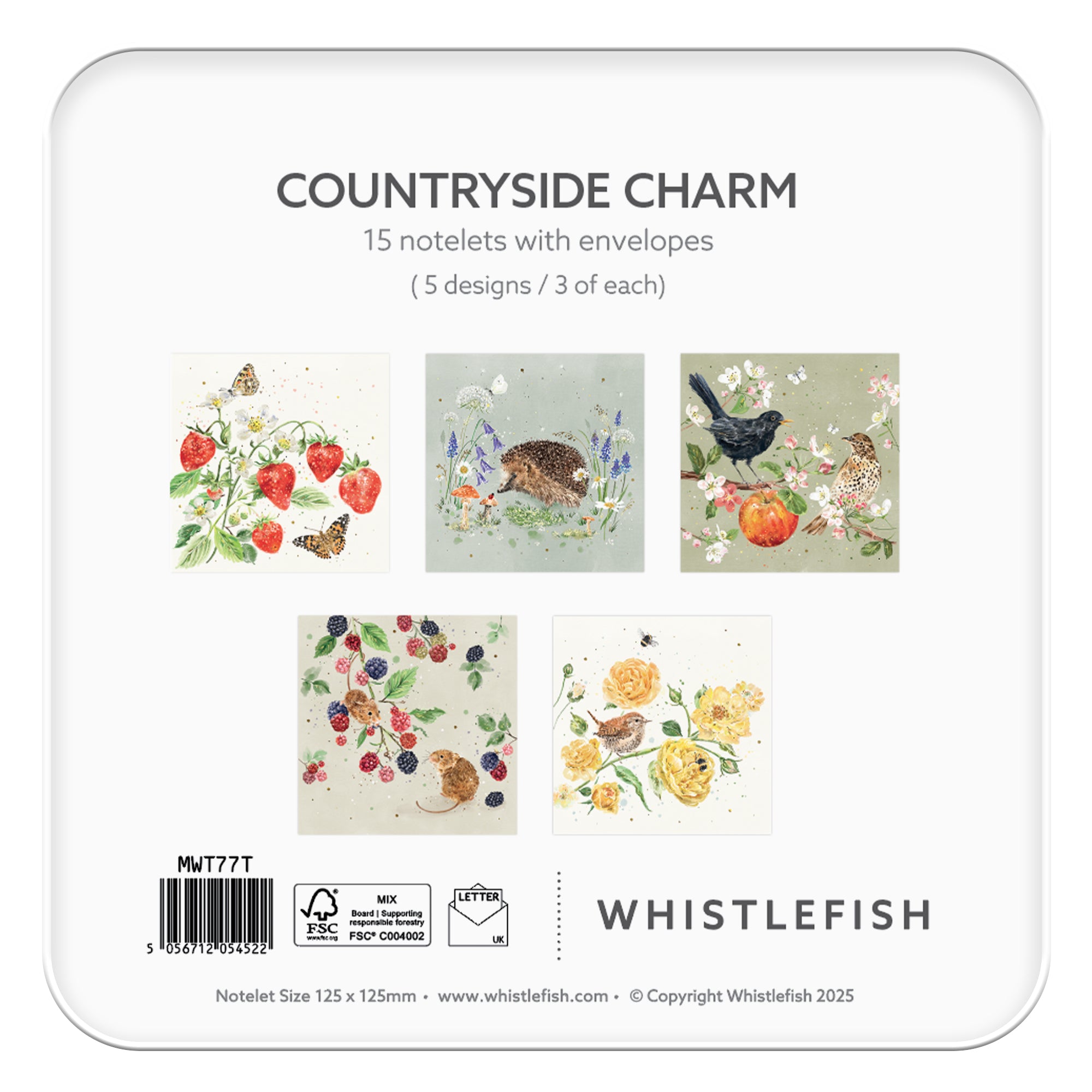 Notelet Tin-MWT77 - Countryside Charm Filled Notelet Tin-Whistlefish