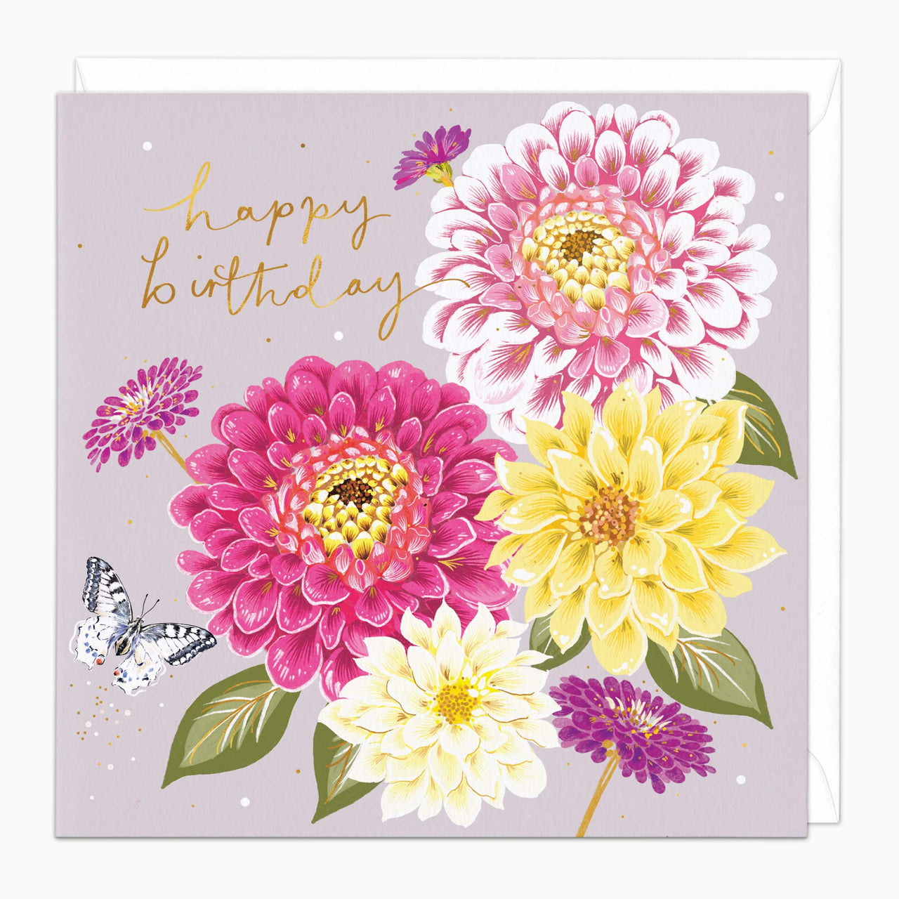 Greeting Card-G605 - Dahlia Birthday Card-Whistlefish