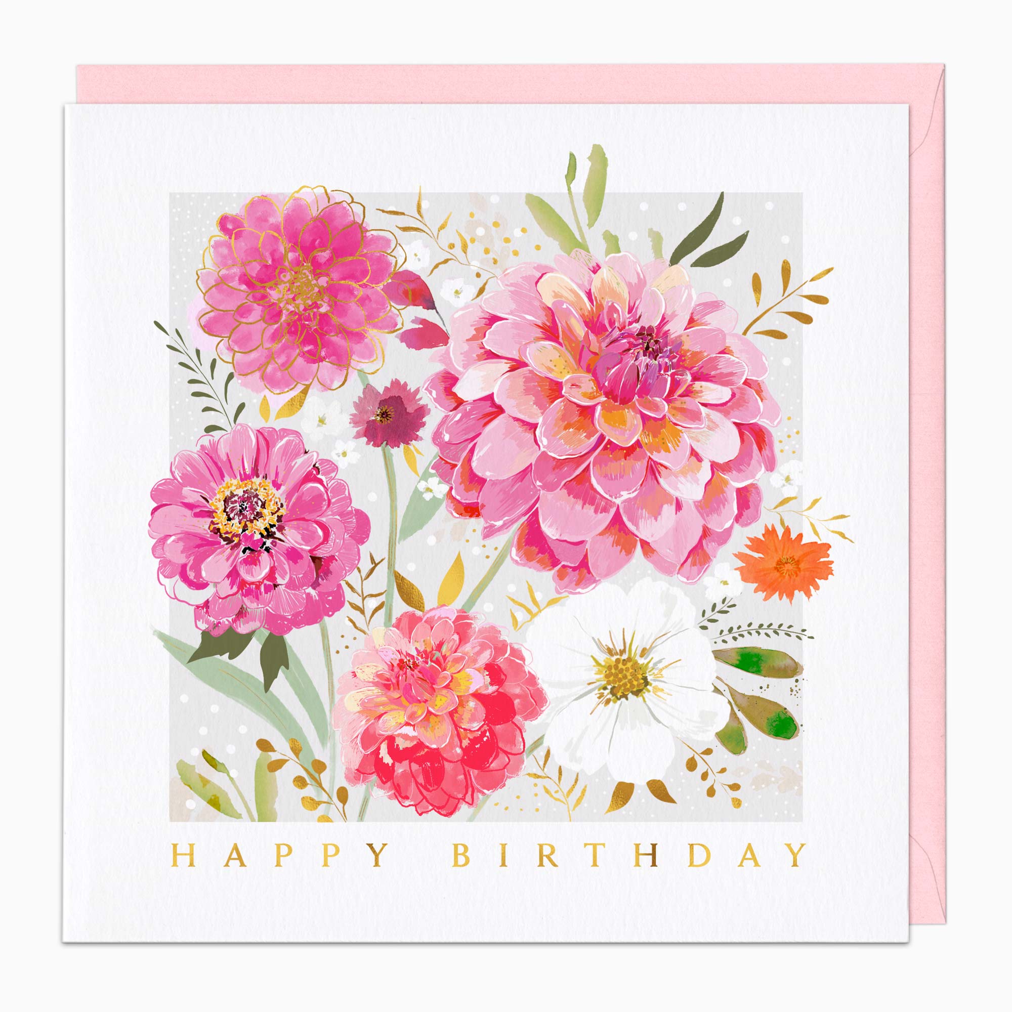 Greeting Card-G563 - Dahlias Birthday Card-Whistlefish