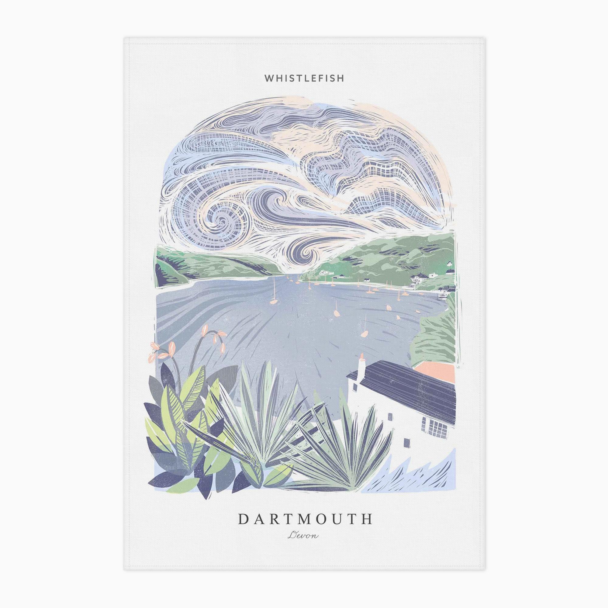 Tea Towel-WTT254 - Dartmouth Arched Lino Tea Towel-Whistlefish
