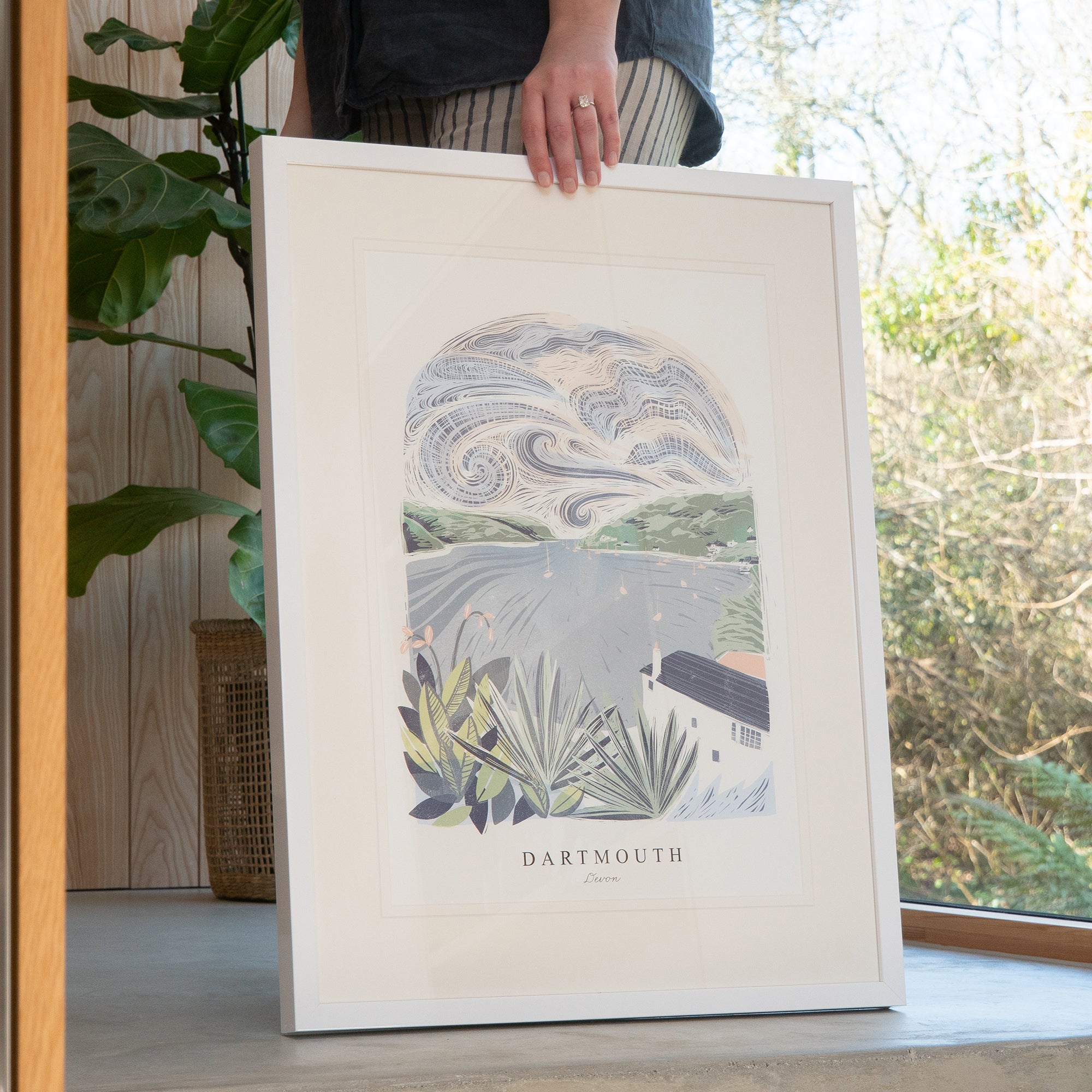 Framed Print-WF1043F - Dartmouth Lino Large Framed Print-Whistlefish