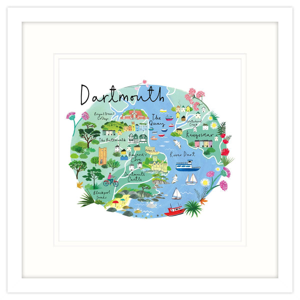 Dartmouth Map Medium Framed Print - Whistlefish