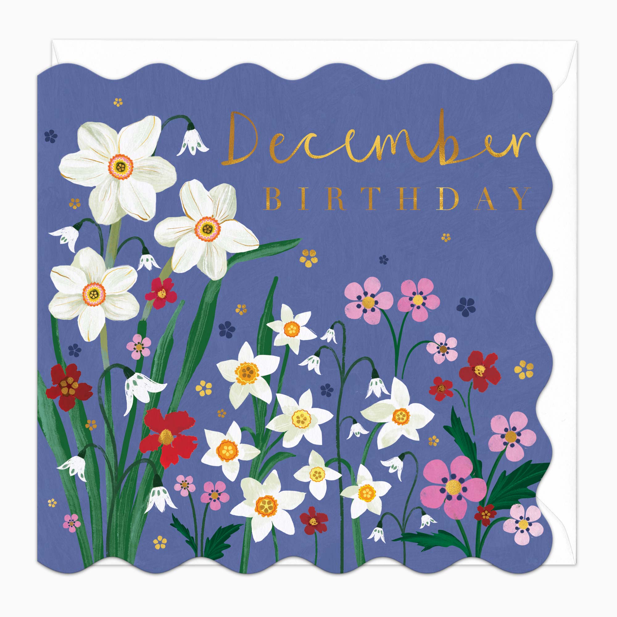 Greeting Card-H025 - December Floral Birthday Card-Whistlefish