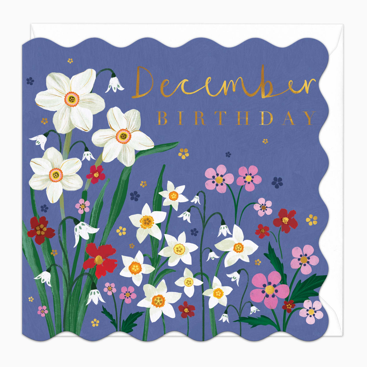 Greeting Card-H025 - December Floral Birthday Card-Whistlefish