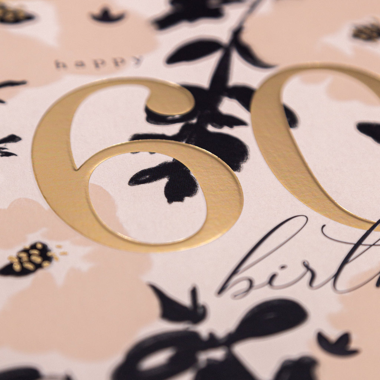 Luxury Card - LN018 - Diamond Floral 60th Birthday Luxury Card - Diamond Floral 60th Birthday Card - Whistlefish