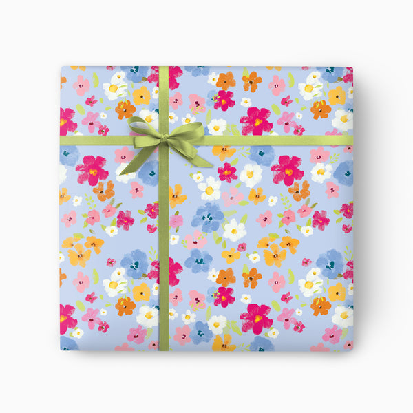 Ditsy Floral Blue Wrapping Paper - Whistlefish