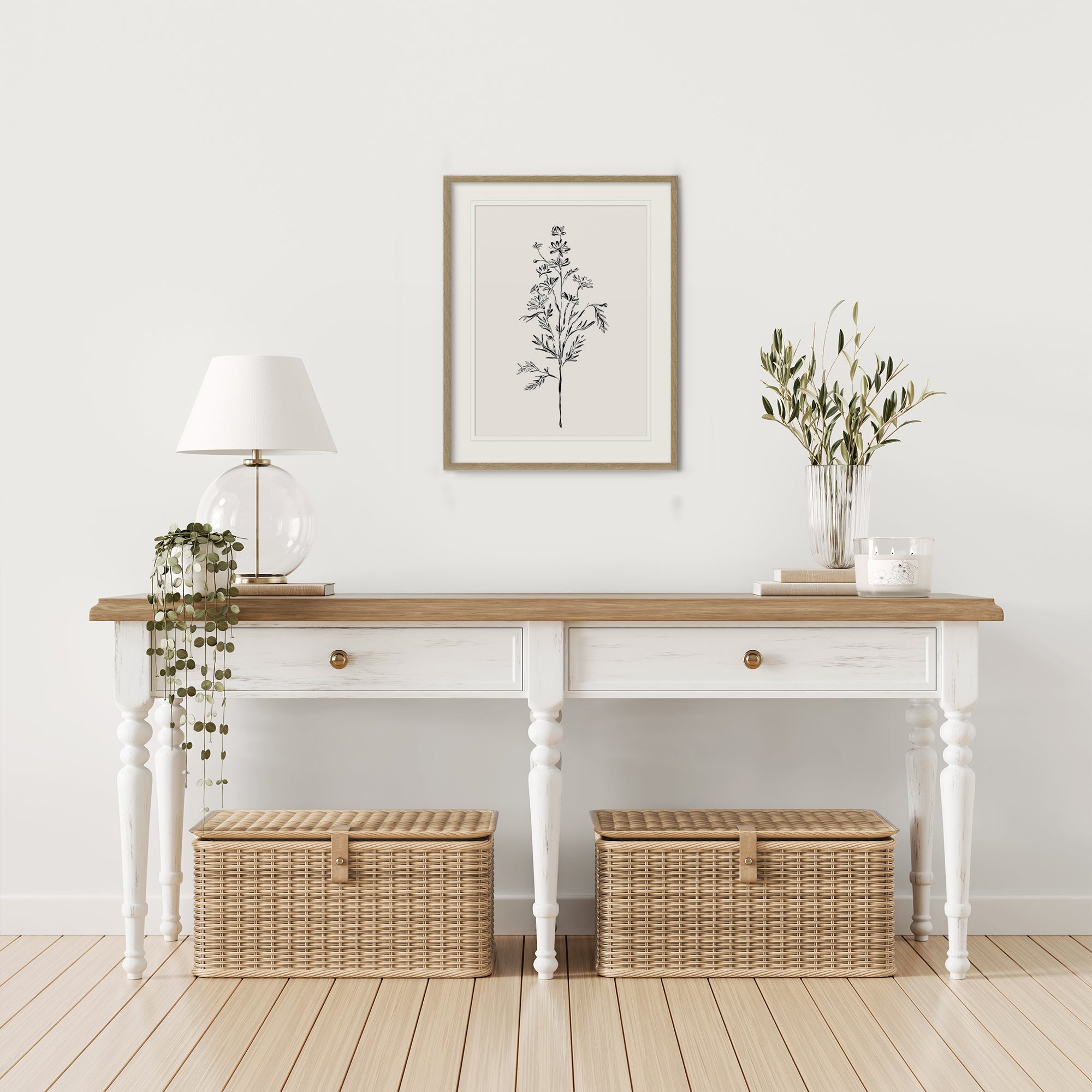 Framed Print-WF1207F - Elegant Floral Small Framed Print-Whistlefish