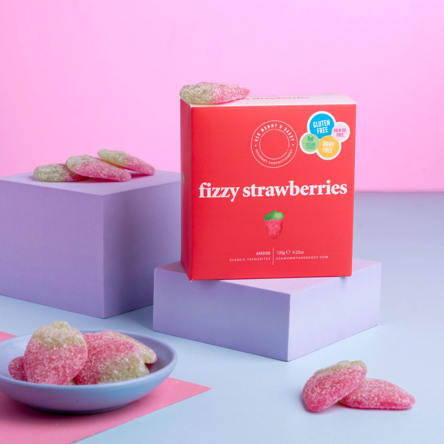 Sweet Gift Box-5060736013434 - Fizzy Strawberries Gift Box-Ask Mummy & Daddy