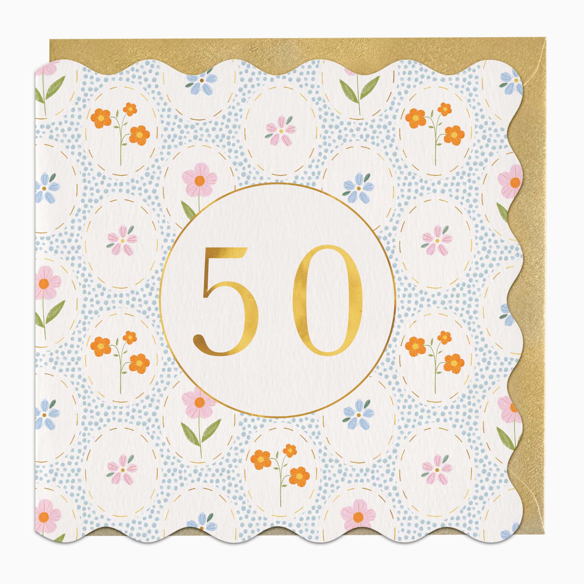 Greeting Card-H043 - Floral 50 Birthday Card-Whistlefish