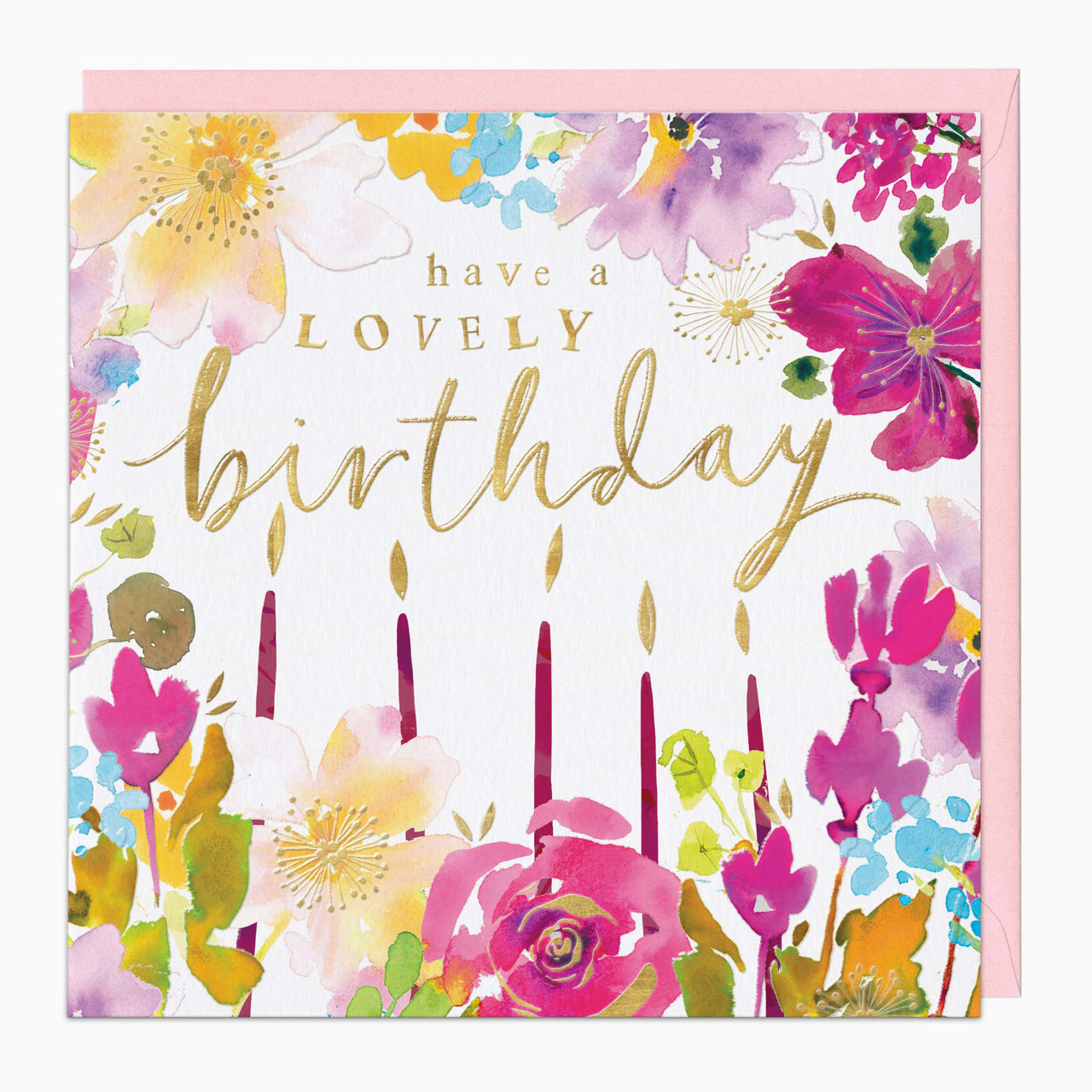 Greeting Card-G469 - Floral Candles Lovely Birthday Card-Whistlefish