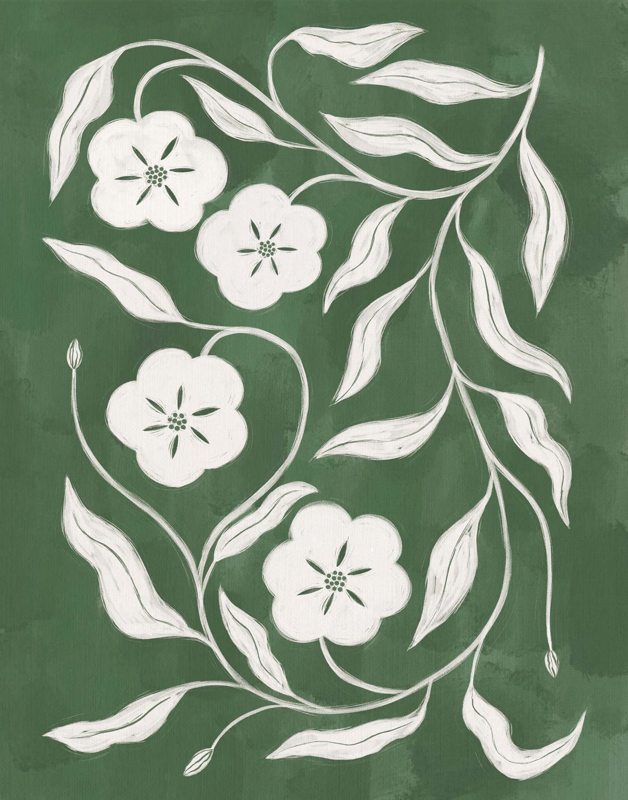 Framed Print-WF1213F - Floral Vine Framed Print-Whistlefish