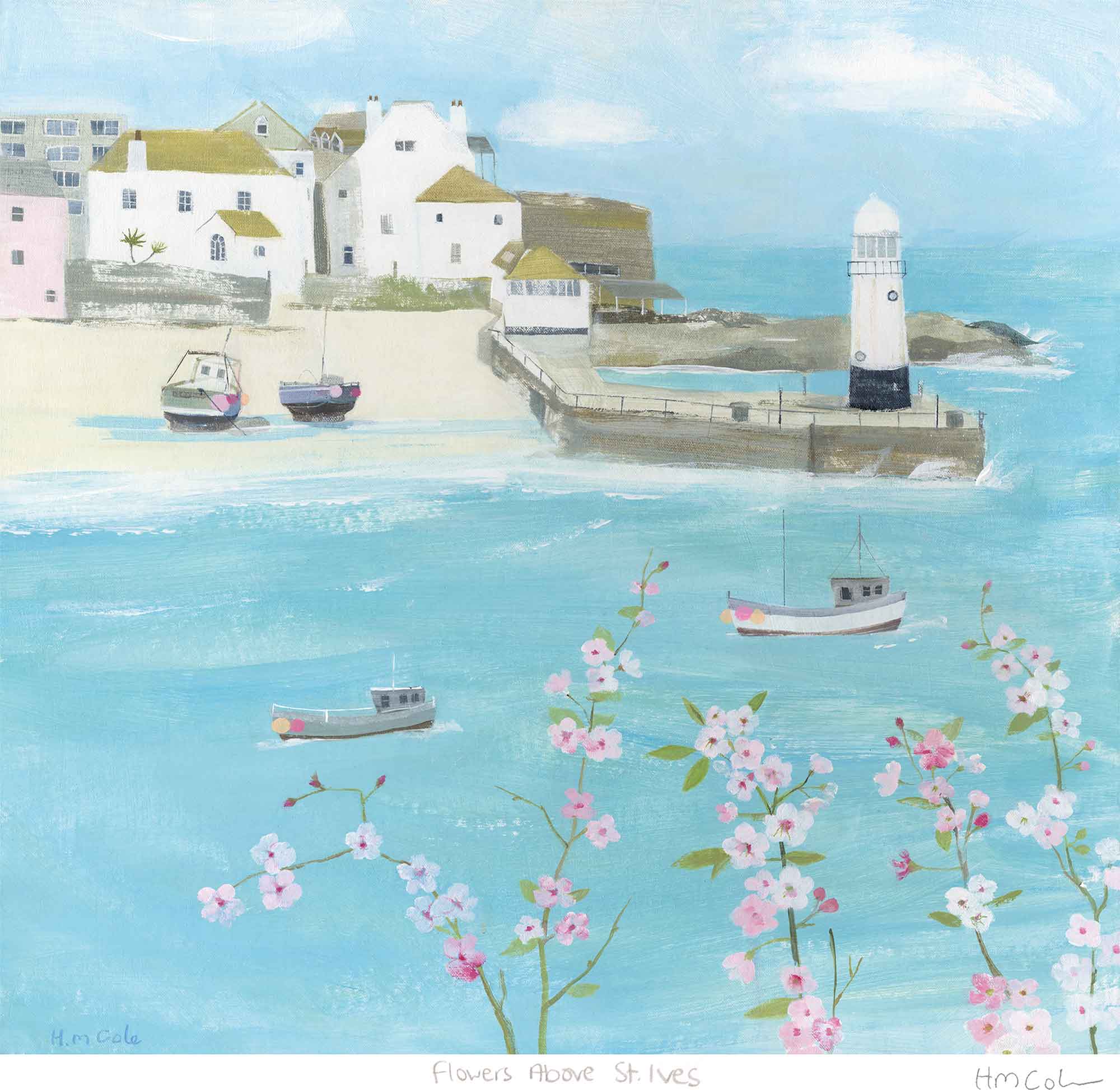 Print-HC321P - Flowers Above St Ives Art Print-Hannah Cole