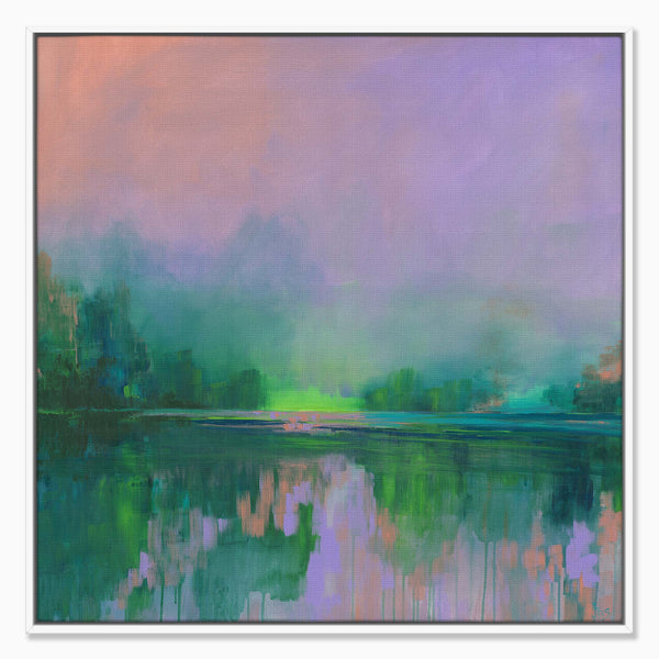 Canvas-ICC125F - Forest Green Reflected Large Framed Canv-Iris Clelford