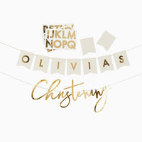 Gold Christening Customisable Banner - Whistlefish