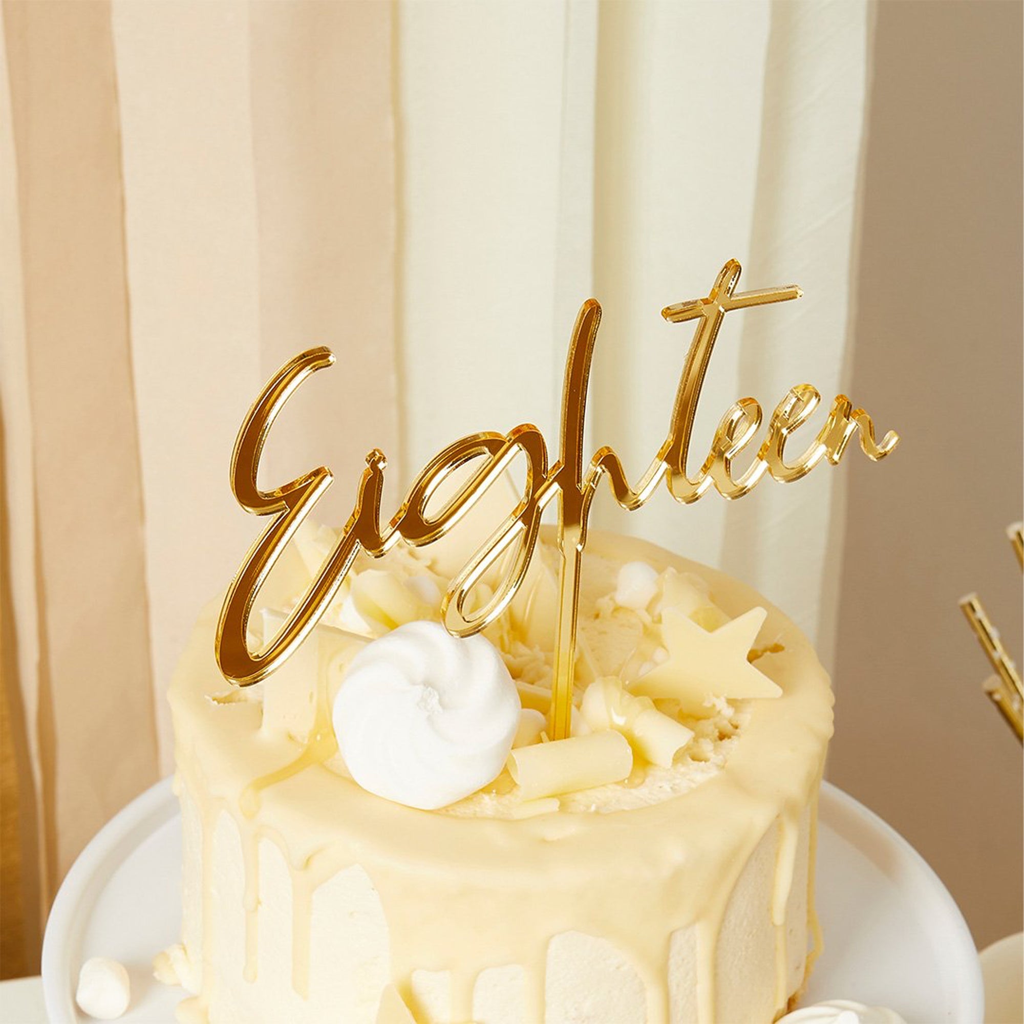 Cake Topper-HBMB101 - Gold Eighteen Acrylic Cake Topper-Hootyballoo