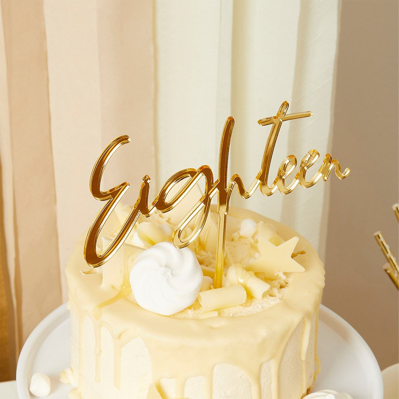 Cake Topper-HBMB101 - Gold Eighteen Acrylic Cake Topper-Hootyballoo
