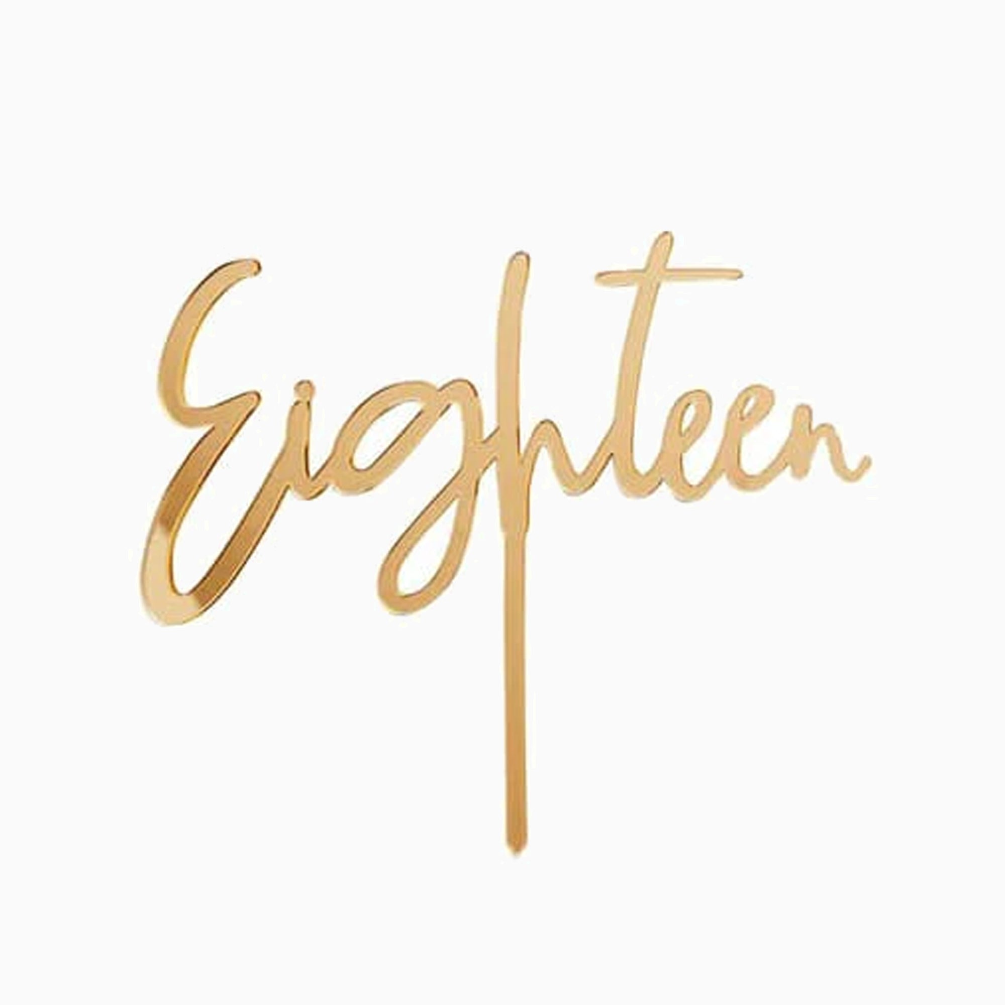 Cake Topper-HBMB101 - Gold Eighteen Acrylic Cake Topper-Hootyballoo