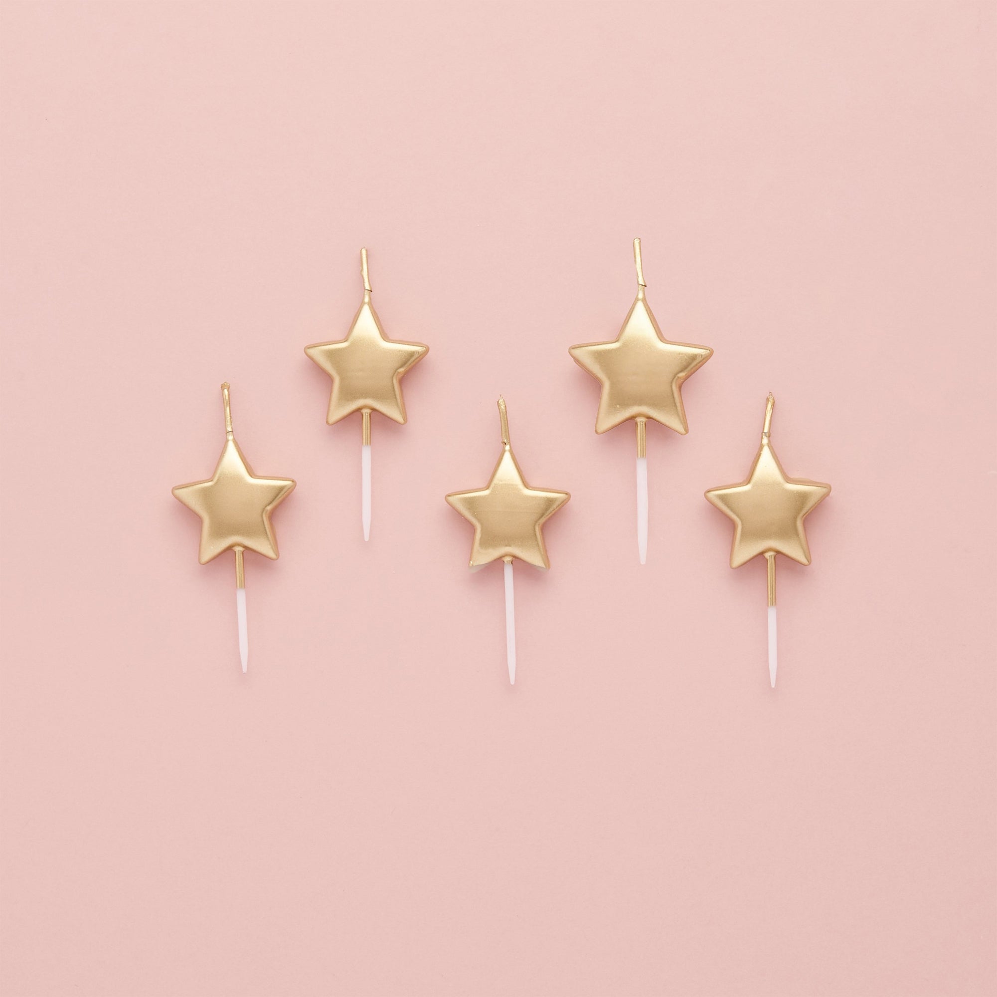 Party Candle-HBWC157GLD - Gold Metallic Star Candles-Hootyballoo