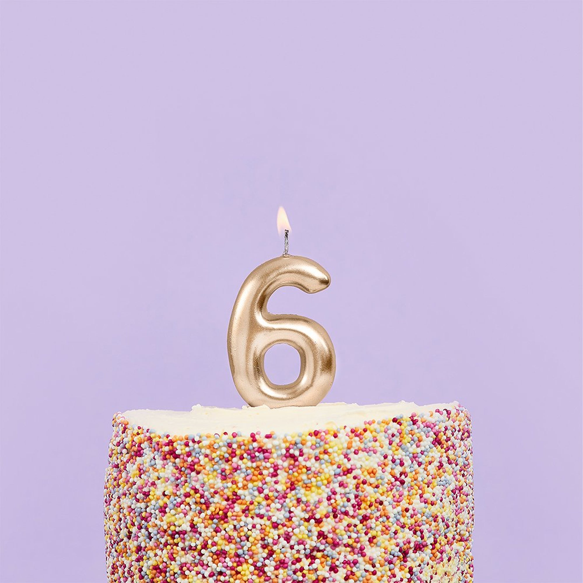 Party Candle-HBMM187 - Gold Number 6 Candle-Hootyballoo