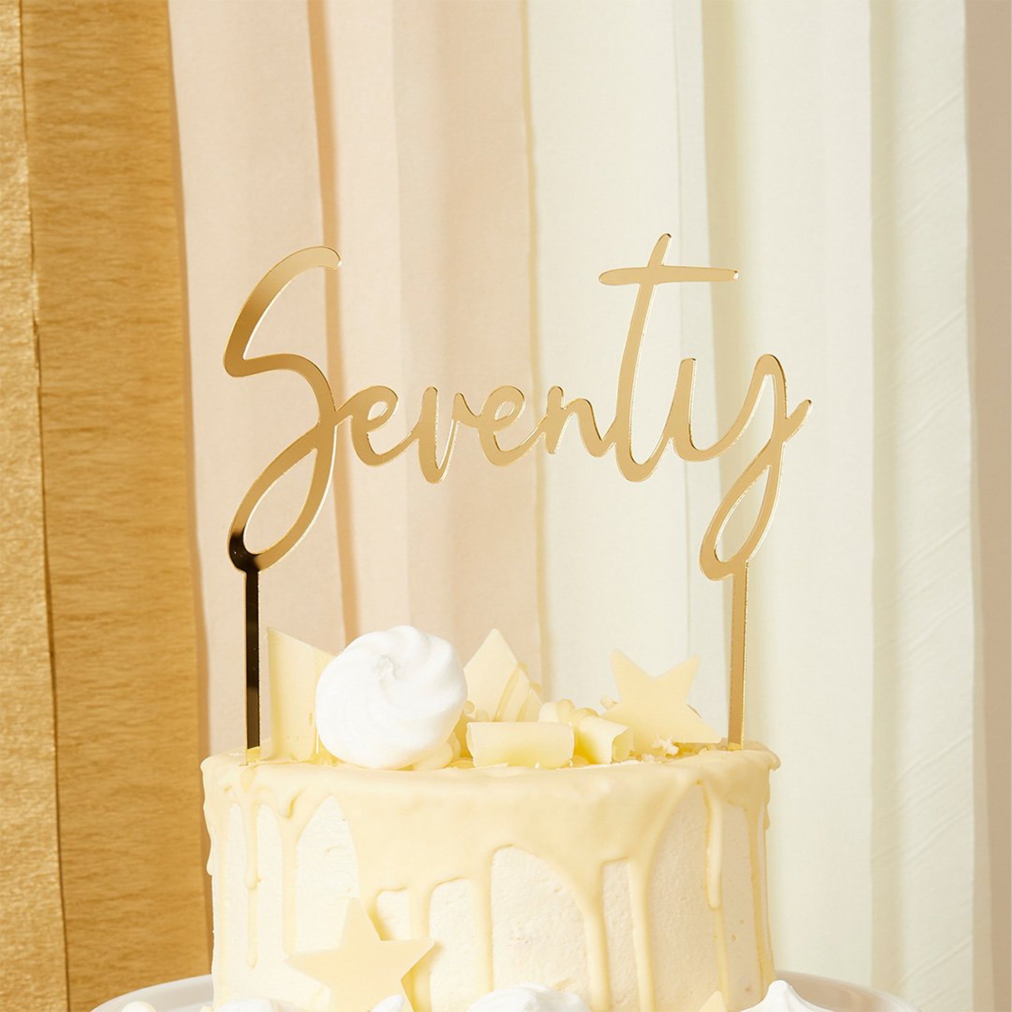 Cake Topper-HBMB107 - Gold Seventy Acrylic Cake Topper-Hootyballoo