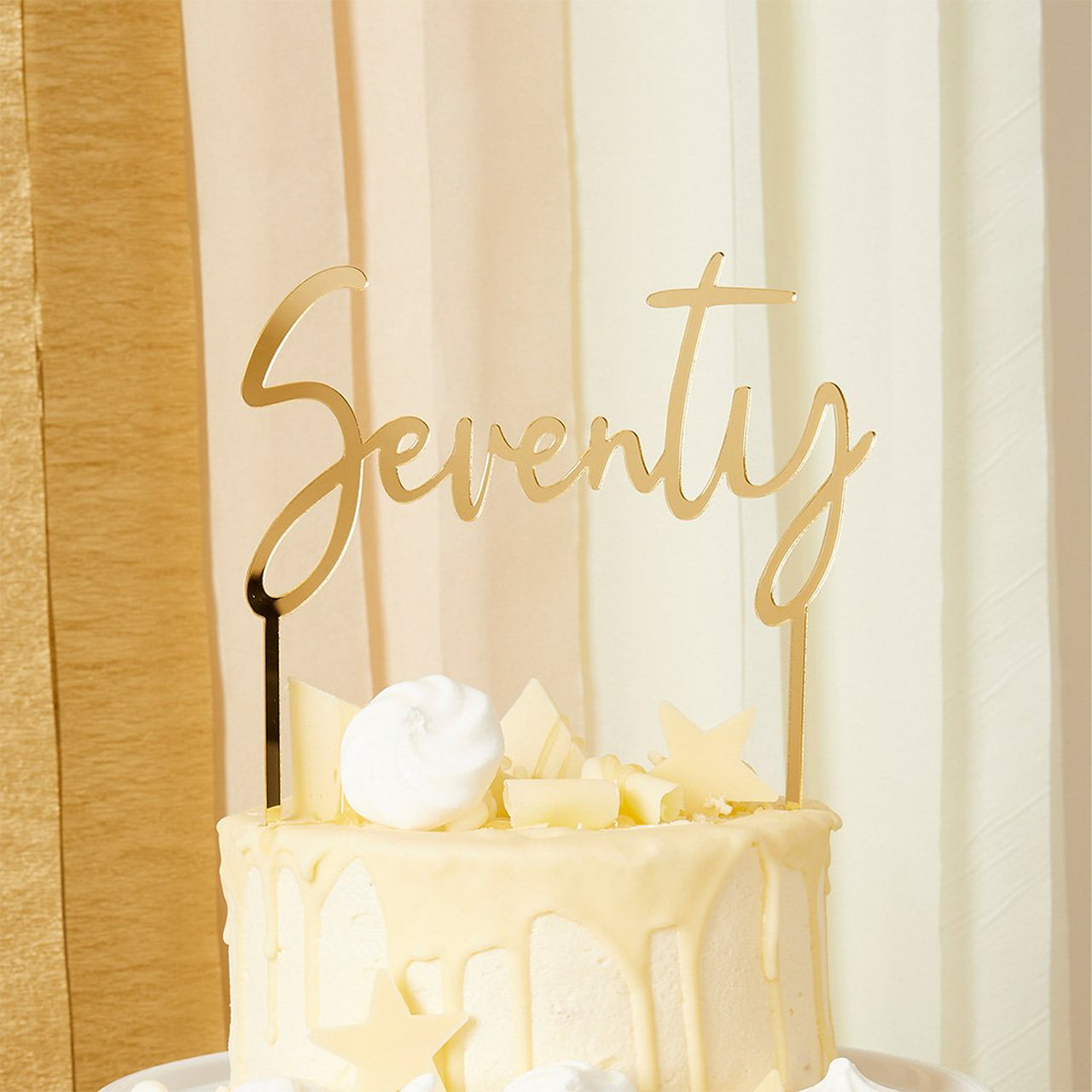 Cake Topper-HBMB107 - Gold Seventy Acrylic Cake Topper-Hootyballoo