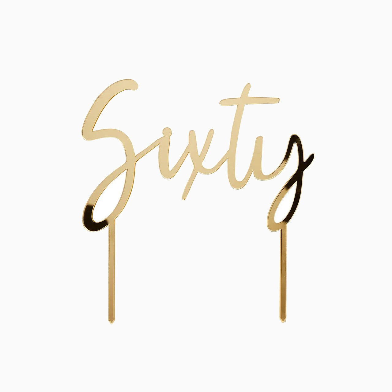 Cake Topper-HBMB106 - Gold Sixty Acrylic Cake Topper-Hootyballoo