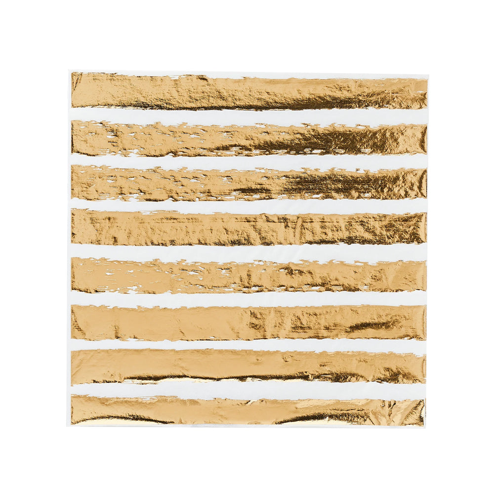 Paper Napkins-HBMM134 - Gold Striped Paper Napkins-Hootyballoo