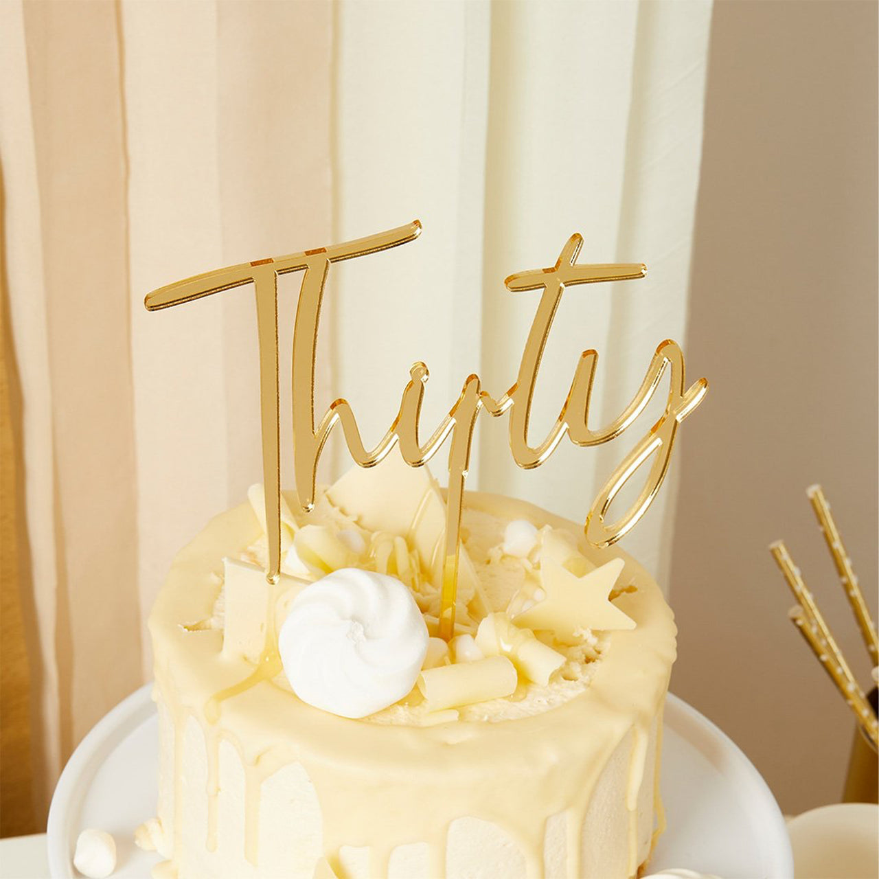 Cake Topper-HBMB103 - Gold Thirty Acrylic Cake Topper-Hootyballoo