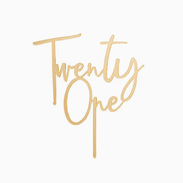 Gold Twenty One Acrylic Cake Topper - Whistlefish