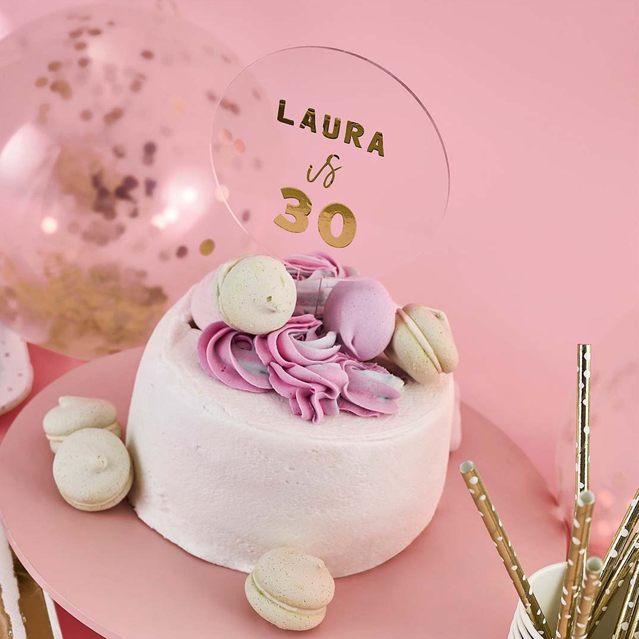 Cake Topper-HBMM312 - Golden Customisable Cake Topper-Hootyballoo